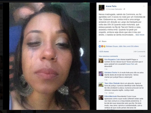 Cantora diz ter levado socos de taxista após reclamar de assédio