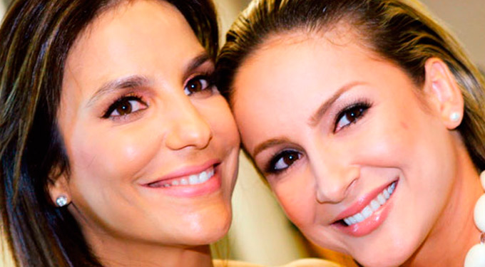 Ivete recebe chocolate de Claudia e retribui com flores