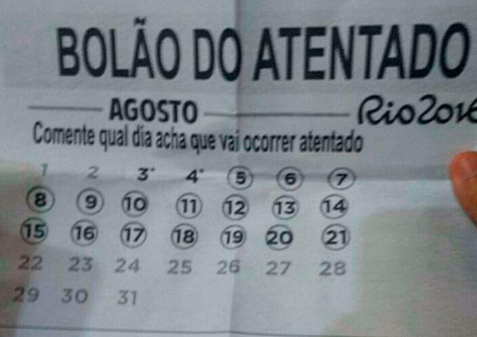 'Bolão do Atentado' circula pelas redes sociais e gera polêmica
