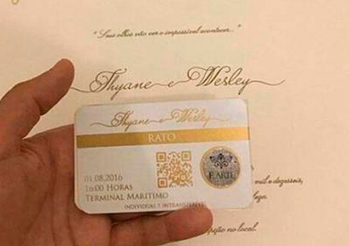 Convite do casamento de Safadão e Thyane tem selo antipenetra