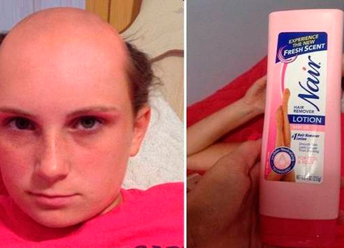 Menina confunde creme de depilação com shampoo e se dá mal