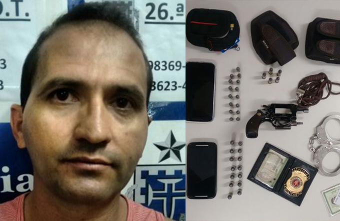 Falso policial é preso com arma, munições e carteira da PM