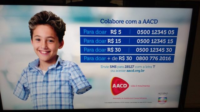 Globo pede doação para o Teleton pela primeira vez