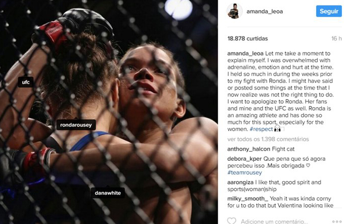 Amanda Nunes admite que se excedeu e pede desculpas a Ronda 