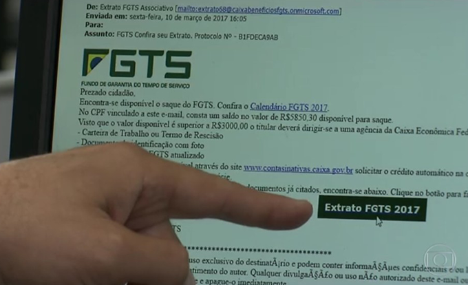 Golpe por e-mail monitora movimentação do FGTS