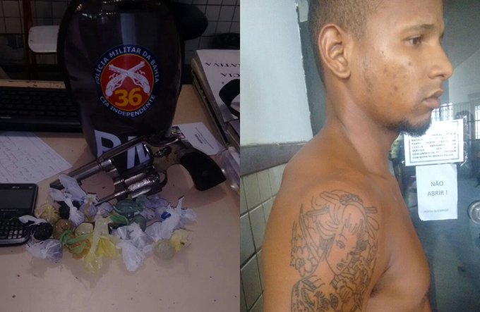 Jovem é preso com arma e droga em Dias d’Ávila