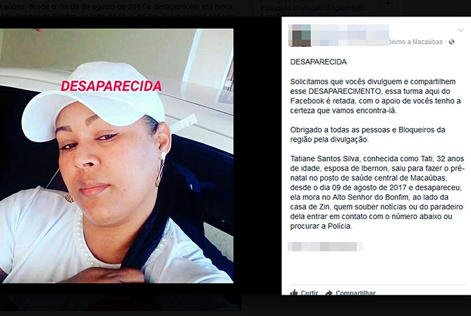 Grávida que estava desaparecida é encontrada morta 