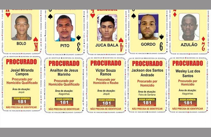 Cinco bandidos são incluídos no Baralho do Crime