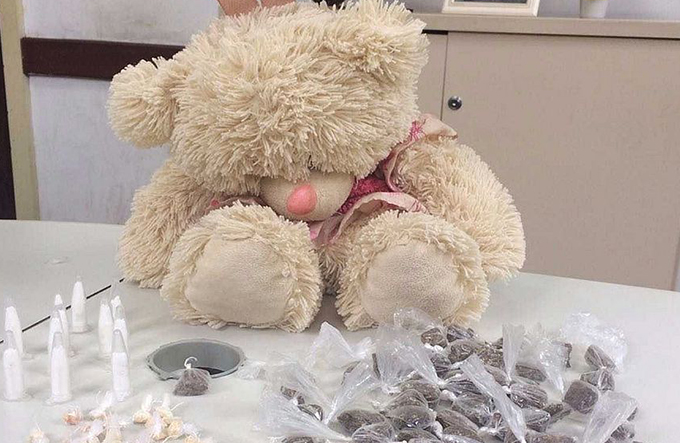 Mulher que escondia drogas em urso de pelúcia é presa 