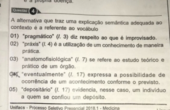 Unifacs decide anular prova de vestibular após respostas em negrito