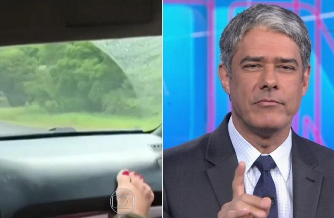 Bonner repreende mulher que filmou acidente com pé no painel de carro