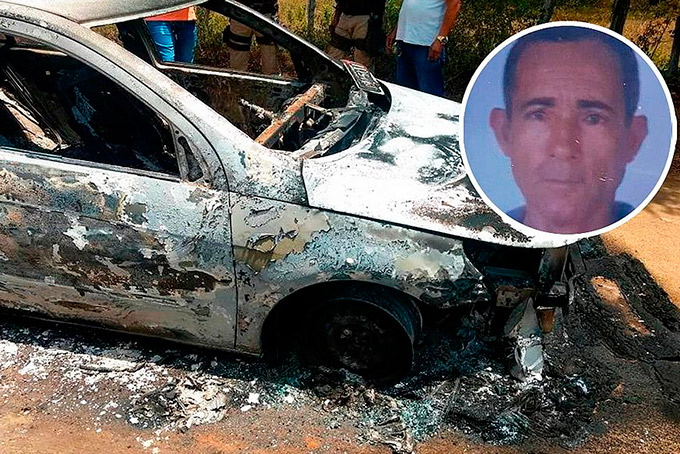 Taxista de 72 anos é morto e tem carro incendiado na Bahia