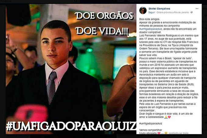 Jovem de 17 anos tem morte cerebral cinco horas antes de cirurgia