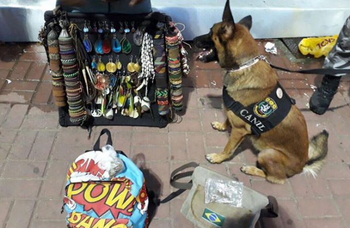 Cadela policial encontra droga com ambulantes na Barra