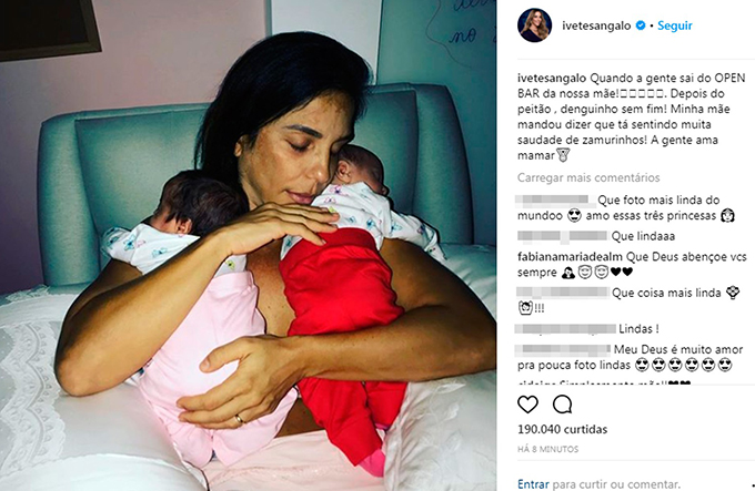Ivete posta foto com as filhas gêmeas