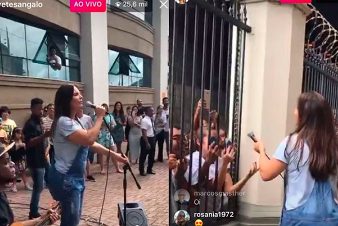 Ivete festeja aniversário com show para fãs na porta de casa