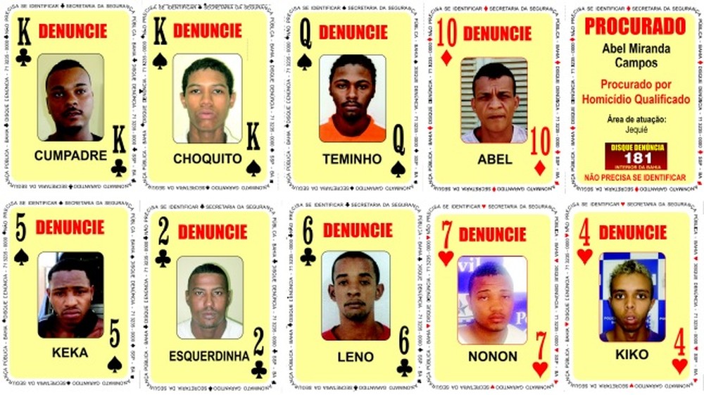 Baralho do Crime é atualizado e 9 procurados são adicionados