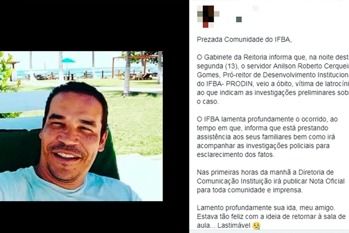 Pró-reitor do Ifba é encontrado morto dentro de apartamento 
