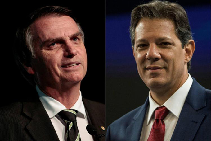 No 2º turno, Bolsonaro tem 59% dos votos válidos e Haddad, 41%