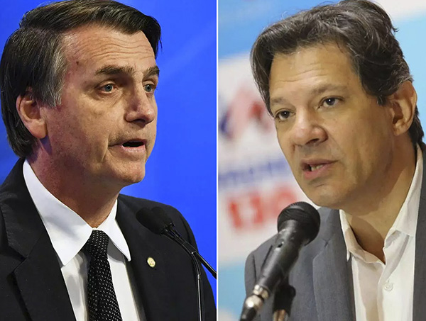  Bolsonaro tem 57% dos votos válidos contra 43% de Haddad