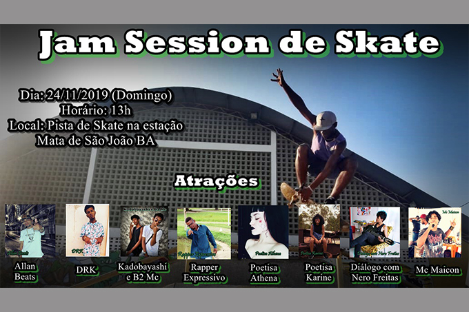 Jam Session de Skate acontece neste domingo (24) em Mata de São João