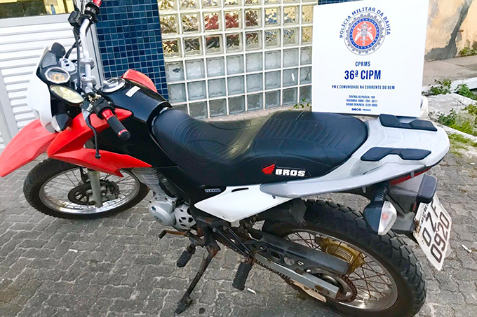 Moto roubada em Mata é recuperada pela PM em Dias d’Ávila