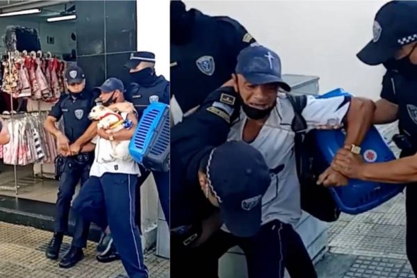 Guardas agridem idoso com cadela no colo e causam revolta na web