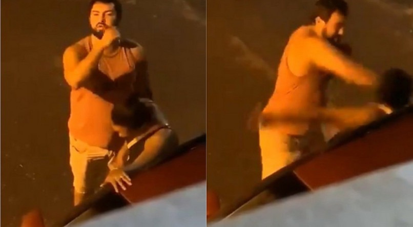 Mesmo sabendo que era filmado, homem espanca mulher no meio da rua em Ilhéus