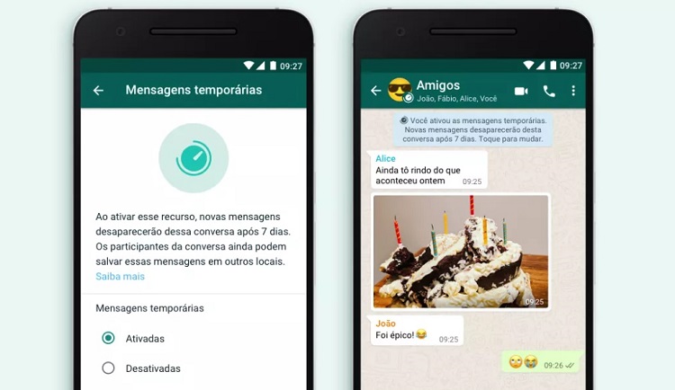 Nova função do WhatsApp permite envio de mensagens temporárias que somem em 7 dias