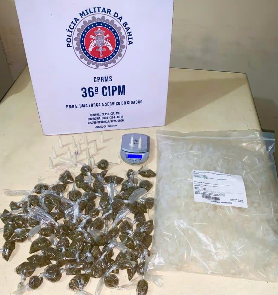 PM apreende drogas prontas para comercialização em Dias d’Ávila