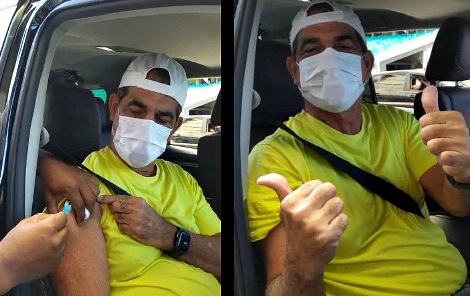 Durval Lelys é vacinado contra covid-19 em Salvador; veja vídeo