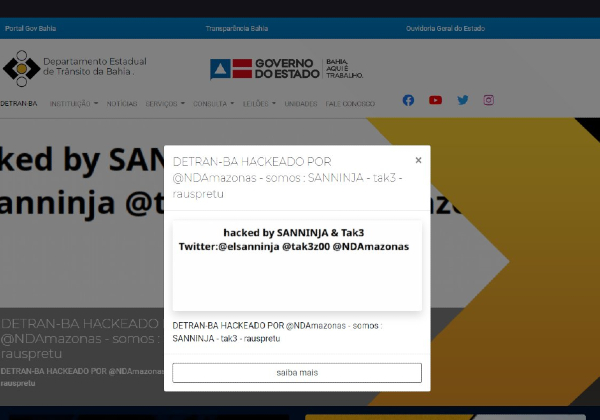 Site do Detran-BA completa 24h fora do ar após ataque de hackers
