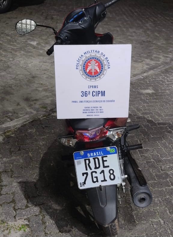 Motocicleta roubada é recuperada pela PM de Dias d’Ávila