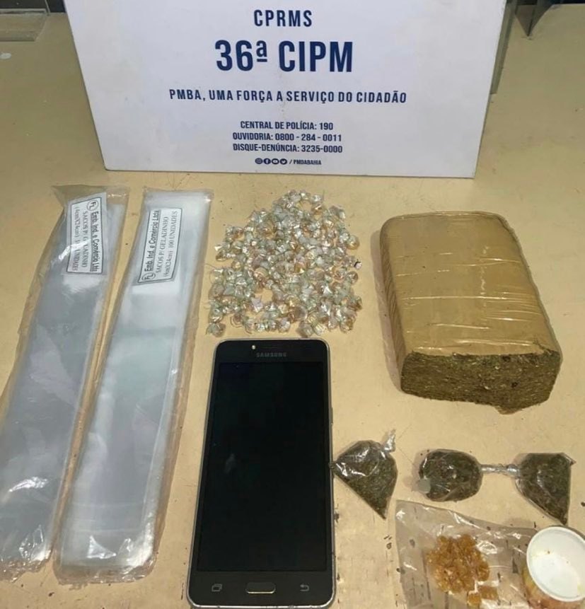 Homem é preso com tablete de maconha e 128 pedras de crack em Dias d’Ávila
