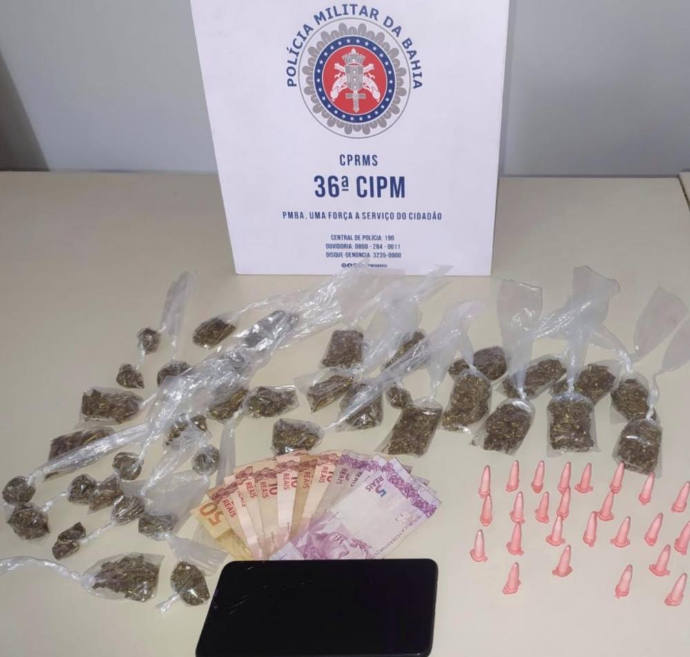 Homem é preso com mais 60 embalagens de droga em Dias d’Ávila 