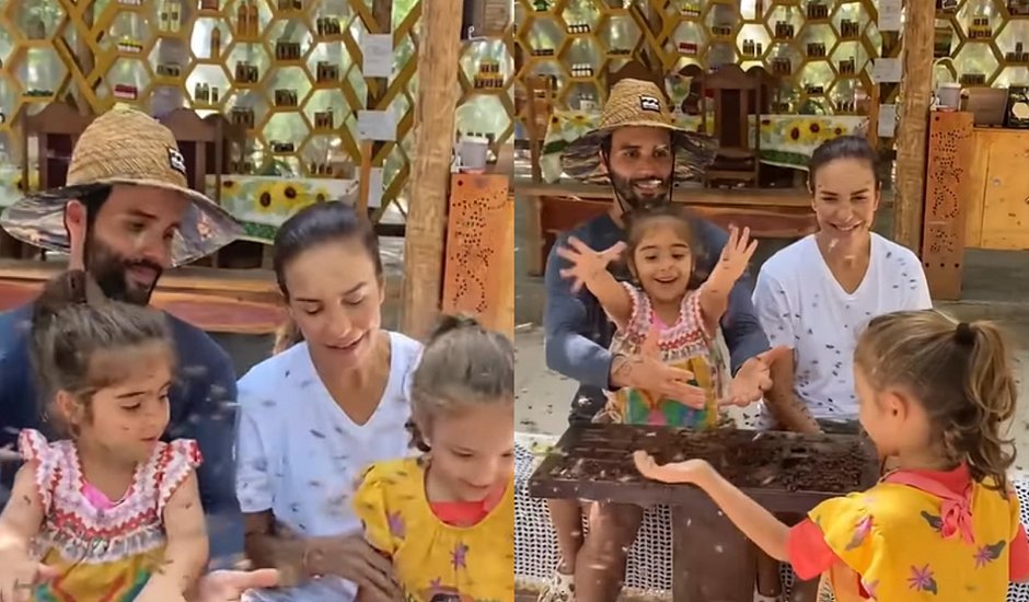 Ivete Sangalo aparece em momento raro com as filhas no litoral de Mata de São João 