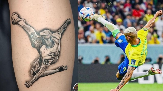 Brasileiro tatua golaço de Richarlison na Copa do Catar; jogador compartilha foto
