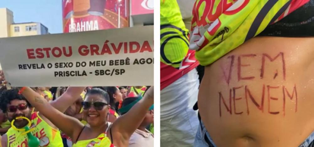 Foliã grávida pede que Xandy revele o sexo do bebê em cima do trio 