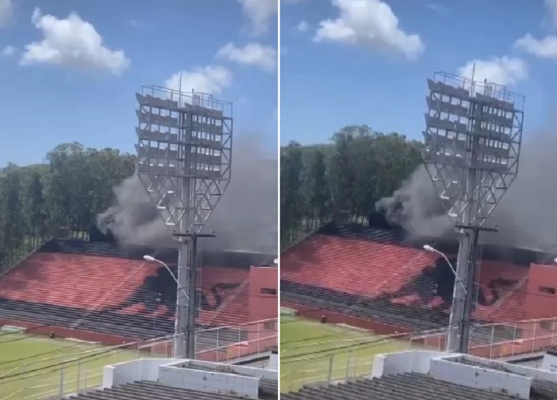 Bar localizado dentro do Estádio do Barradão pega fogo