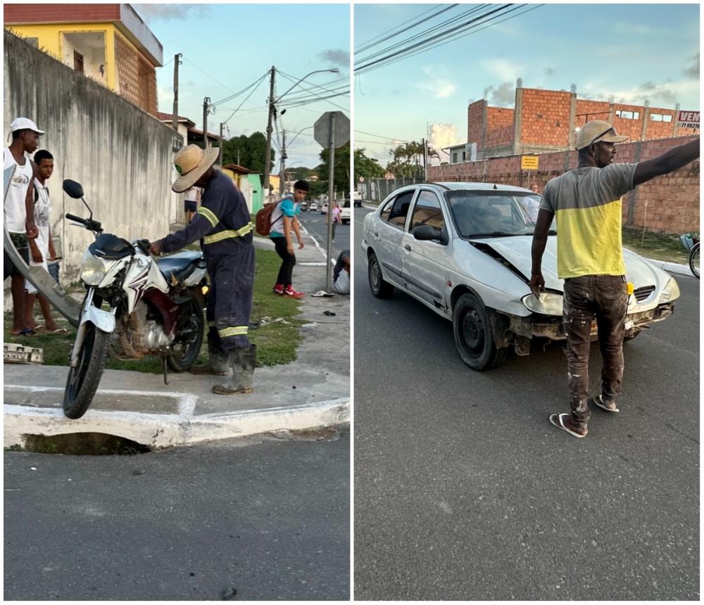 Motociclista fica ferido em colisão com carro próximo a Câmara 