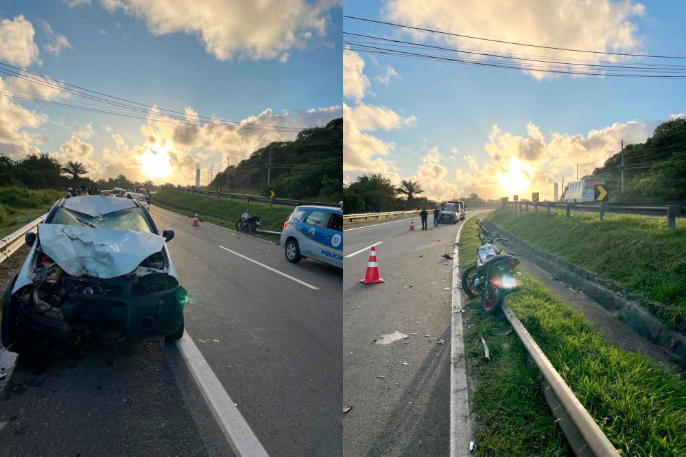 Motociclista na contramão morre após atingir carro de frente na Estrada do Coco