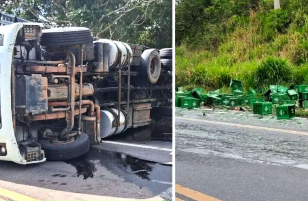 Populares saqueiam carga de cerveja após acidente entre caminhões na BA-093