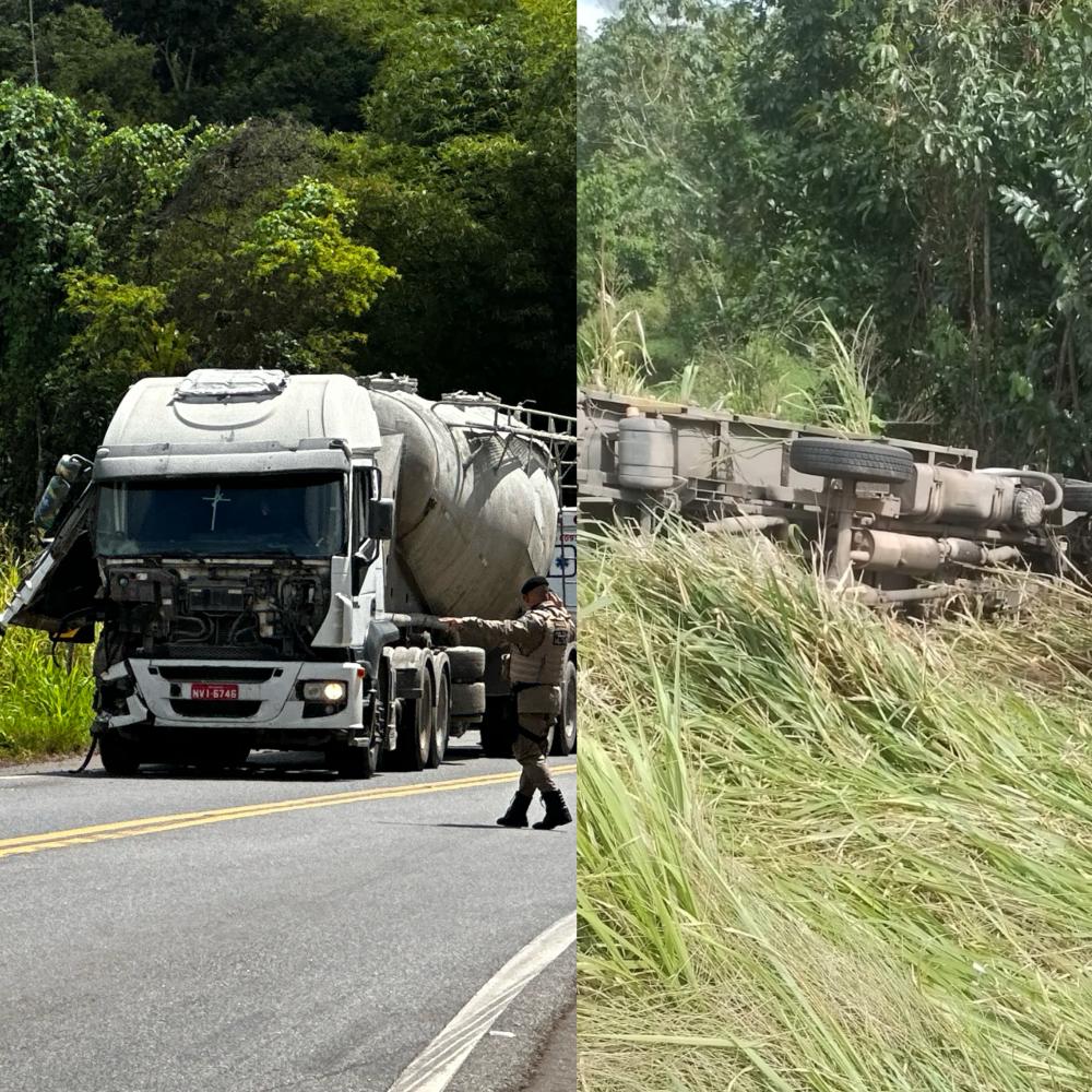 Colisão entre carreta e caminhão deixa um ferido na BA-093, em Mata de São João