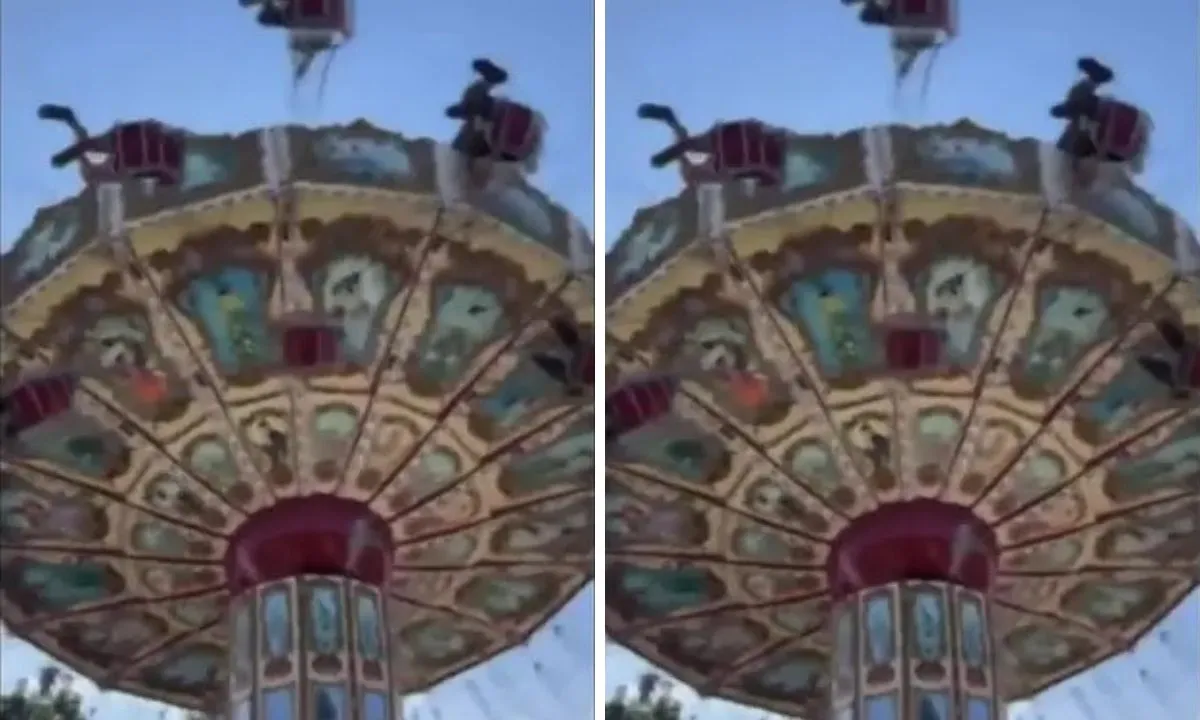 Balanço se solta e mulher é arremessada de brinquedo em parque de PE
