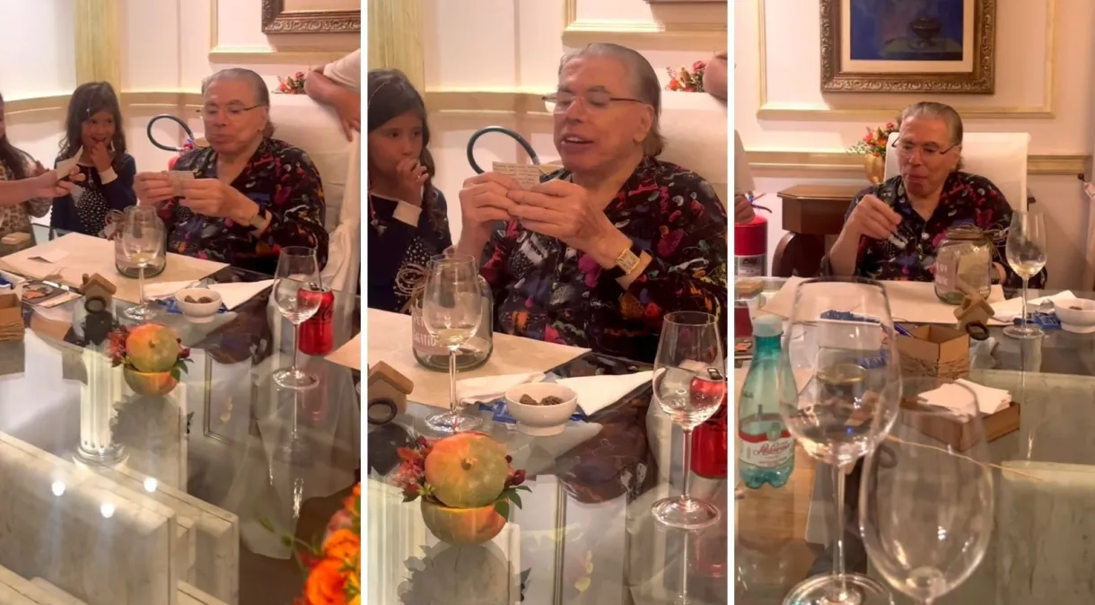 Em rara aparição, Silvio Santos surge se divertindo com a família; veja o vídeo