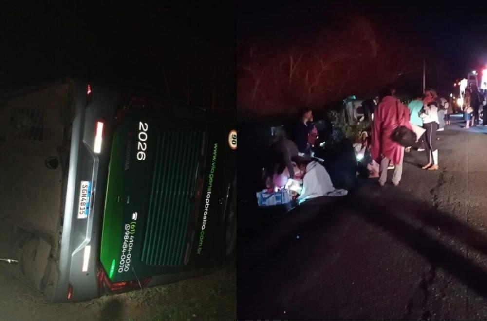 Ônibus tomba na BR-430 e deixa 29 feridos, cinco em estado grave