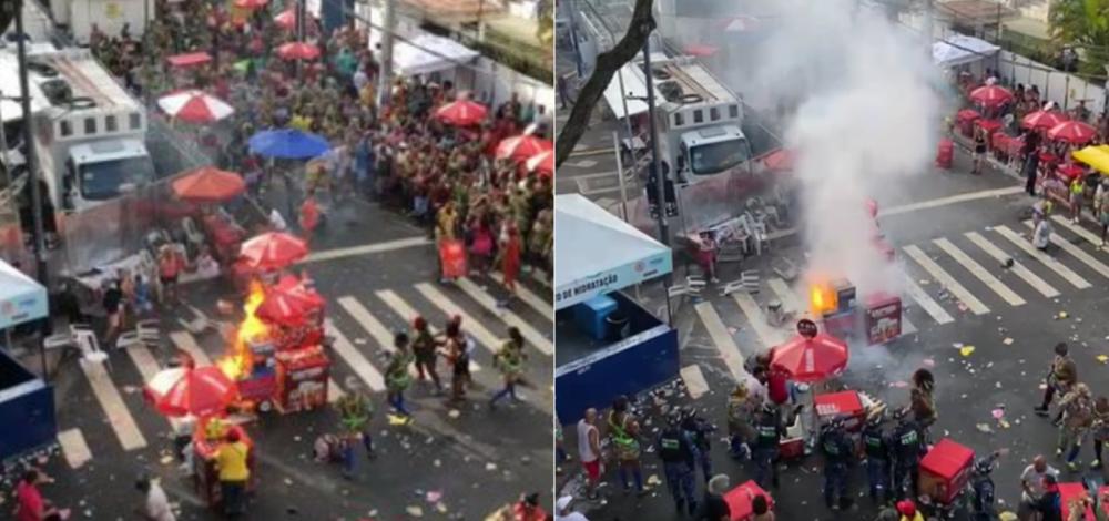 Incêndio atinge carrinho de pipoca e isopor no circuito Osmar