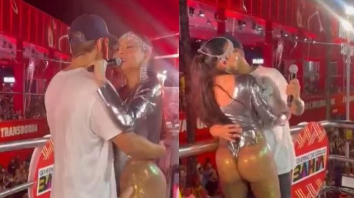 Caio Castro e Alinne Rosa dão beijão; ator nega romance