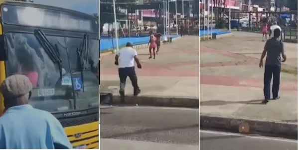 Faca e pedra foram utilizadas em briga de passageiro e rodoviário