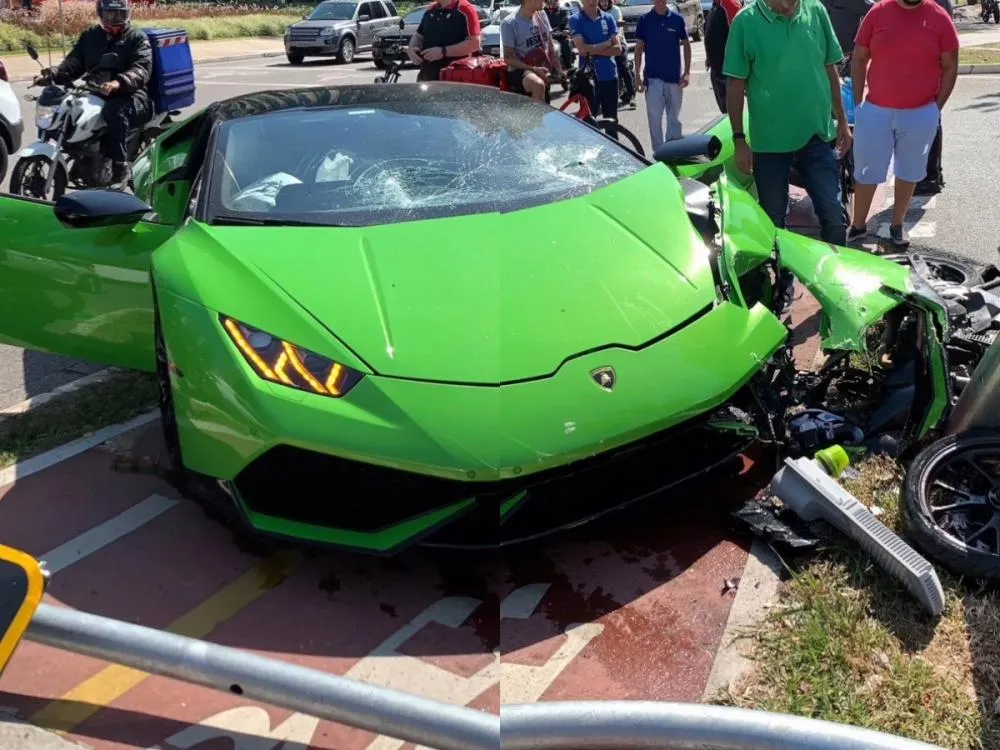 Empresário destrói Lamborghini ao atropelar assaltante em São Paulo